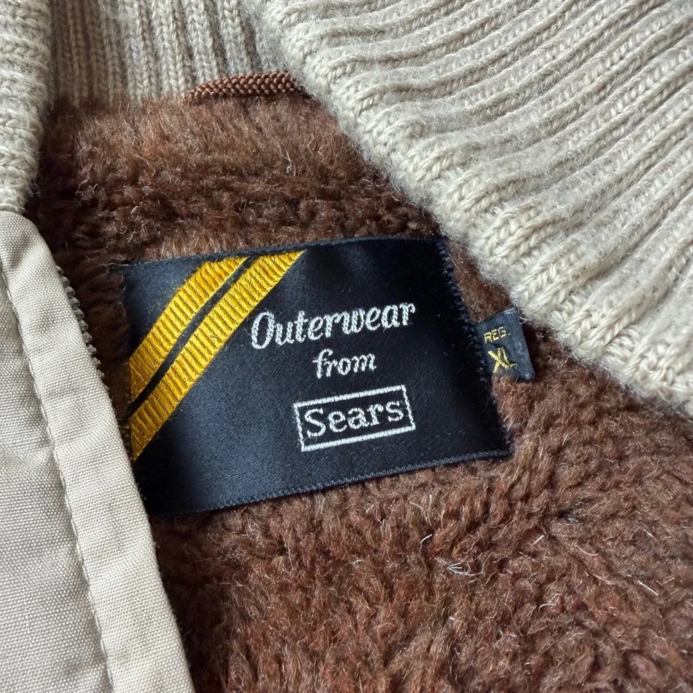 Sears Bomber Jacket Mens XL 1960s Vintage Sherpa Lined Scovill Zip Workwear 170